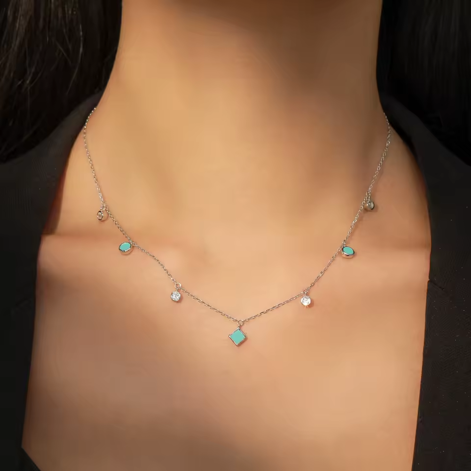 Colar prata 925 Íris Azul